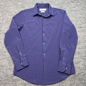 Mizzen Main Shirt Mens Medium Blue Red Trim Fit‎ Leeward Collection Button Up